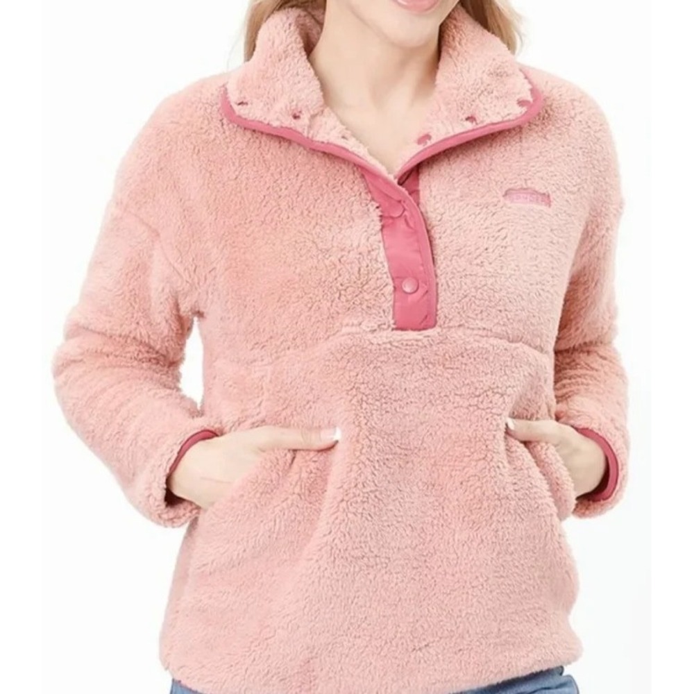Spyder 1/4 Snap Up Sherpa Pullover Women's M Misty Rose  NWT